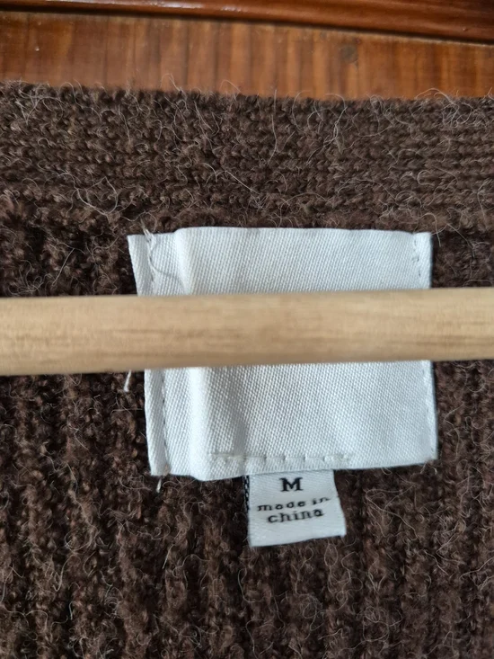 Pink Rose Open-Front Brown Knit Cardigan - Picture 4 of 6